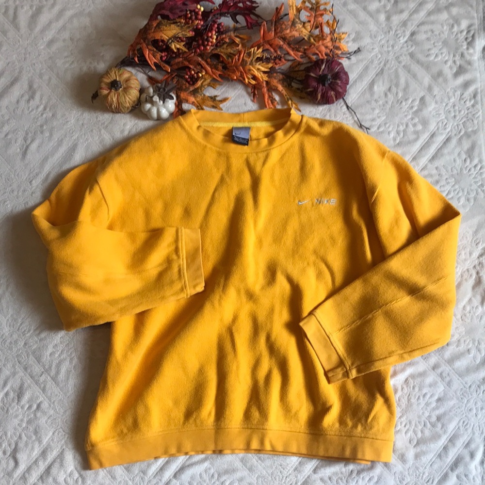 Nike Mustard Yellow Vintage Pullover Crew Sweater